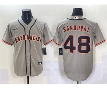 Men's San Francisco Giants #48 Pablo Sandoval Gray Cool Base Stitched Baseball Jersey