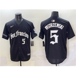 Men's San Francisco Giants #5 Mike Yastrzemski Black 'Gothic Fog Edition' Vapor Premier Limited Stitched Baseball Jersey