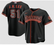 Men's San Francisco Giants #51 Jung Hoo Lee Black 2026 Alternate Stadium Stitched Jersey