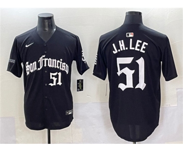 Men's San Francisco Giants #51 Jung Hoo Lee Black 'Gothic Fog Edition' Vapor Premier Limited Stitched Baseball Jersey