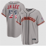 Men's San Francisco Giants #51 Jung Hoo Lee Gray 2026 USA 250 Fourth of July Stitched Baseball Jersey