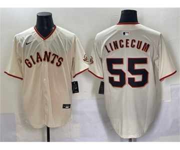 Men's San Francisco Giants #55 Tim Lincecum Cream 2024 Home Limited Stitched Baseball Jersey