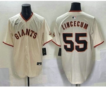 Men's San Francisco Giants #55 Tim Lincecum Cream Limited Stitched Jersey