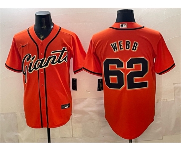 Men's San Francisco Giants #62 Logan Webb Orange Cool Base Stitched Baseball Jersey