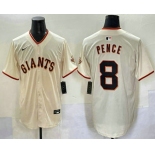Men's San Francisco Giants #8 Hunter Pence Cream Limited Stitched Jersey