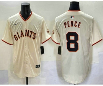 Men's San Francisco Giants #8 Hunter Pence Cream Limited Stitched Jersey