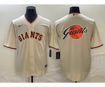 Men's San Francisco Giants Cream Team Big Logo Cool Base Stitched Baseball Jersey