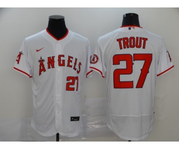  Nike Men's Los Angeles Angels of Anaheim #27 Mike Trout White Home Flex Base Authentic Collection Baseball Jersey