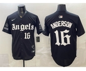 Men's Los Angeles Angels #16 Garret Anderson Black 'Gothic Halo Edition' Vapor Limited Stitched Baseball Jersey Men's Los Angeles Angels #16 Garret Anderson Black 'Gothic Halo Edition' Vapor Limited Stitched Baseball Jersey
