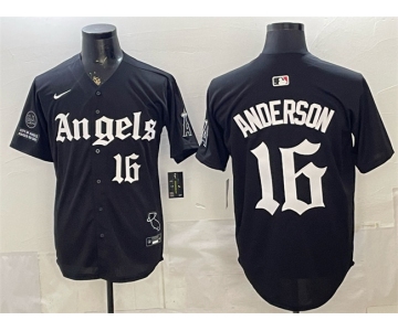 Men's Los Angeles Angels #16 Garret Anderson Black 'Gothic Halo Edition' Vapor Limited Stitched Baseball Jersey