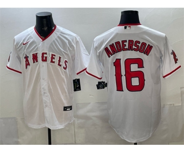 Men's Los Angeles Angels #16 Garret Anderson White Stitched Baseball Jersey