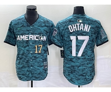 Men's Los Angeles Angels #17 Shohei Ohtani Number Teal 2023 All Star Cool Base Stitched Jersey