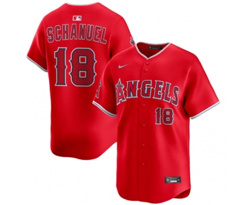 Men's Los Angeles Angels #18 Nolan Schanuel Red Alternate Limited Stitched Baseball Jersey
