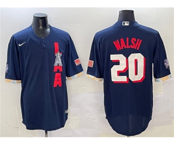 Men's Los Angeles Angels #20 Jared Walsh 2021 Navy All-Star Cool Base Stitched Baseball Jersey