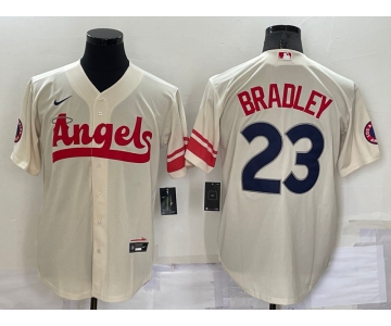 Men's Los Angeles Angels #23 Archie Bradley Cream 2022 City Connect Cool Base Stitched Jersey