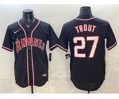 Men's Los Angeles Angels #27 Mike Trout 2026 Fashion Replica Black Out Stitched Baseball Jersey Men's Los Angeles Angels #27 Mike Trout 2026 Fashion Replica Black Out Stitched Baseball Jersey