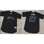 Men's Los Angeles Angels #27 Mike Trout KIIIIID Black Stitched Baseball Jersey