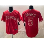 Men's Los Angeles Angels #5 Albert Pujols Red Stitched Baseball Jersey Men's Los Angeles Angels #5 Albert Pujols Red Stitched Baseball Jersey