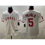 Men's Los Angeles Angels #5 Albert Pujols White Stitched Baseball Jersey