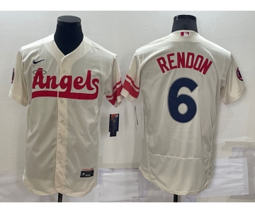 Men's Los Angeles Angels #6 Anthony Rendon Cream 2022 City Connect Flex Base Stitched Jersey