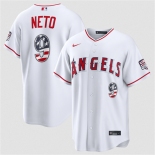 Men's Los Angeles Angels #9 Zach Neto 2026 White USA 250 Fourth of July Home Stadium Stitched Baseball Jersey Men's Los Angeles Angels #9 Zach Neto 2026 White USA 250 Fourth of July Home Stadium Stitched Baseball Jersey