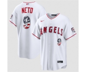 Men's Los Angeles Angels #9 Zach Neto 2026 White USA 250 Fourth of July Home Stadium Stitched Baseball Jersey Men's Los Angeles Angels #9 Zach Neto 2026 White USA 250 Fourth of July Home Stadium Stitched Baseball Jersey