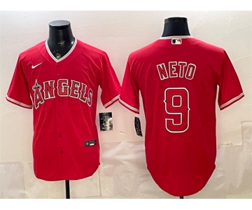 Men's Los Angeles Angels #9 Zach Neto Red Stitched Baseball Jersey