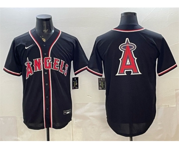 Men's Los Angeles Angels Team Big Logo 2026 Fashion Replica Black Out Stitched Baseball Jersey