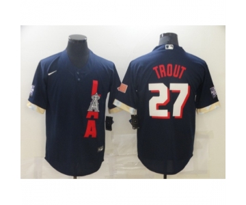 Men's Los Angeles Angels of Anaheim #27 Mike Trout Navy 2021 All-Star Game Replica Player Jersey