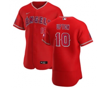 Men's Nike Los Angeles Angels #10 Justin Upton Red Alternate 2020 Authentic Player Baseball Jersey