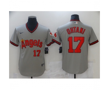 Men's Nike Los Angeles Angels #17 Shohei Ohtani Gray Throwback Baseball Jersey