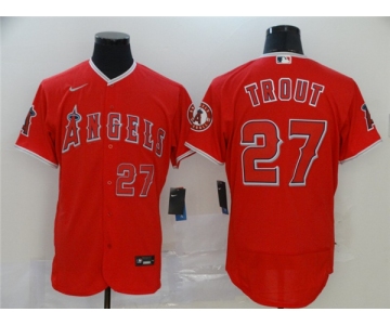 Men's Nike Los Angeles Angels #27 Mike Trout Red Flex Base Home Stitched Baseball Jersey