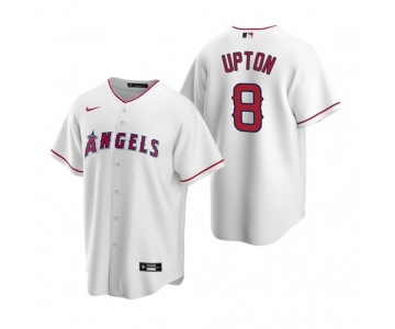 Men's Nike Los Angeles Angels #8 Justin Upton White Home Stitched Baseball Jersey