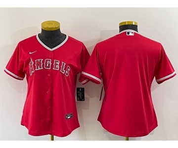 Women's Los Angeles Angels Blank Red Stitched MLB Cool Base Nike Jersey