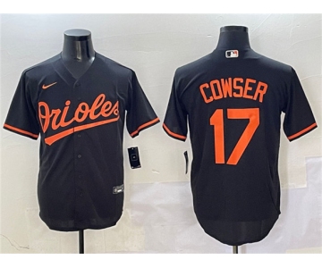 Men's Baltimore Orioles #17 Colton Cowser Black Cool Base Stitched Jersey