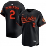 Men's Baltimore Orioles #2 Gunnar Henderson Black Alternate Limited Stitched Baseball Jersey