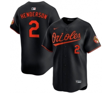 Men's Baltimore Orioles #2 Gunnar Henderson Black Alternate Limited Stitched Baseball Jersey