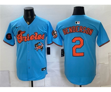Men's Baltimore Orioles #2 Gunnar Henderson Blue With Patch Vapor Premier Limited Stitched Baseball Jersey