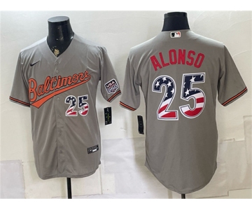 Men's Baltimore Orioles #25 Pete Alonso Gray USA 250 Fourth of July Home Stitched Baseball Jersey