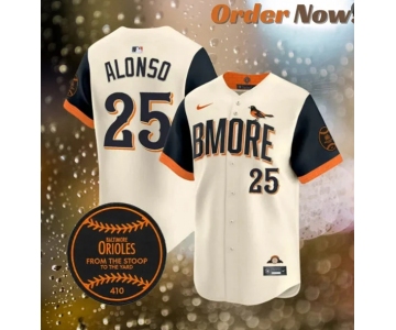 Men's Baltimore Orioles #25 Pete Alonso Natural 2026 City Connect Stadium Stitched Baseball Jersey