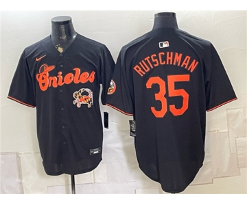 Men's Baltimore Orioles #35 Adley Rutschman Black With Patch Vapor Premier Limited Stitched Baseball Jersey
