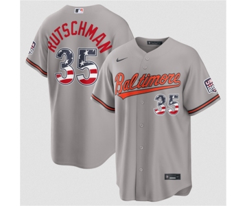 Men's Baltimore Orioles #35 Adley Rutschman Gray USA 250 Fourth of July Home Stitched Baseball Jersey