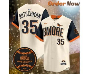 Men's Baltimore Orioles #35 Adley Rutschman Natural 2026 City Connect Stadium Stitched Baseball Jersey