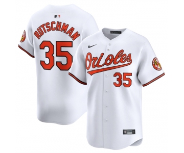 Men's Baltimore Orioles #35 Adley Rutschman White 2024 Home Limited Stitched Baseball Jersey
