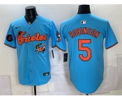 Men's Baltimore Orioles #5 Brooks Robinson Blue With Patch Vapor Premier Limited Stitched Baseball Jersey Men's Baltimore Orioles #5 Brooks Robinson Blue With Patch Vapor Premier Limited Stitched Baseball Jersey