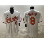 Men's Baltimore Orioles #8 Cal Ripken Jr Number White Cool Base Stitched Jersey