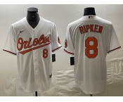 Men's Baltimore Orioles #8 Cal Ripken Jr Number White Cool Base Stitched Jersey