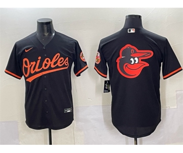Men's Baltimore Orioles Black Team Big Logo Cool Base Stitched Jersey