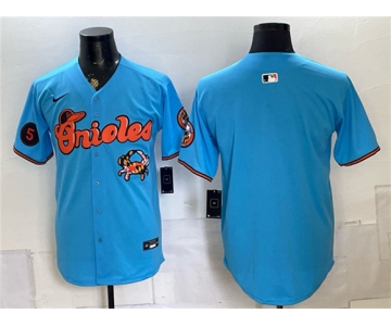 Men's Baltimore Orioles Blank Blue With Patch Vapor Premier Limited Stitched Baseball Jersey
