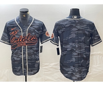 Men's Baltimore Orioles Blank Gray Camo Cool Base Stitched Jersey